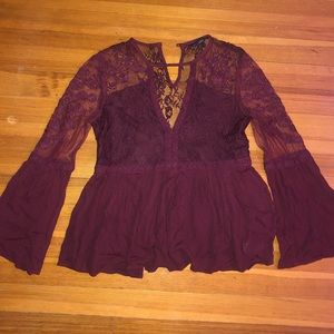 American Eagle Lace V-neck Blouse